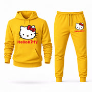Men's Hello Kitty Hoodie Joggers Set - Yellow digital placement mockup