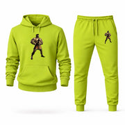 Men's Hercules Hoodie Joggers Set - Lime Green digital placement mockup