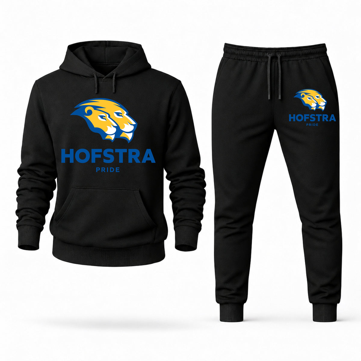 Men's Hofstra Hoodie Joggers Set - Black digital placement mockup
