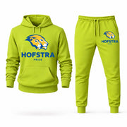 Men's Hofstra Hoodie Joggers Set - Lime Green digital placement mockup
