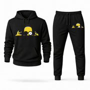 Men's Homer Simpson Hoodie Joggers Set - Black digital placement mockup