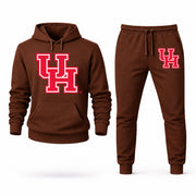 Men's Houston Hoodie Joggers Set - Brown digital placement mockup