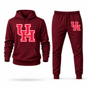 Men's Houston Hoodie Joggers Set - Burgundy digital placement mockup