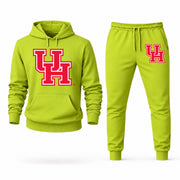 Men's Houston Hoodie Joggers Set - Lime Green digital placement mockup
