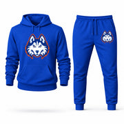 Men's Houston Christian Hoodie Joggers Set - Blue digital placement mockup