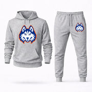 Men's Houston Christian Hoodie Joggers Set - Grey digital placement mockup