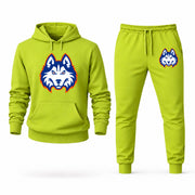 Men's Houston Christian Hoodie Joggers Set - Lime Green digital placement mockup