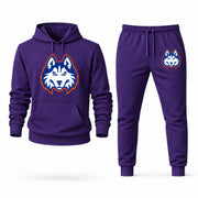 Men's Houston Christian Hoodie Joggers Set - Purple digital placement mockup