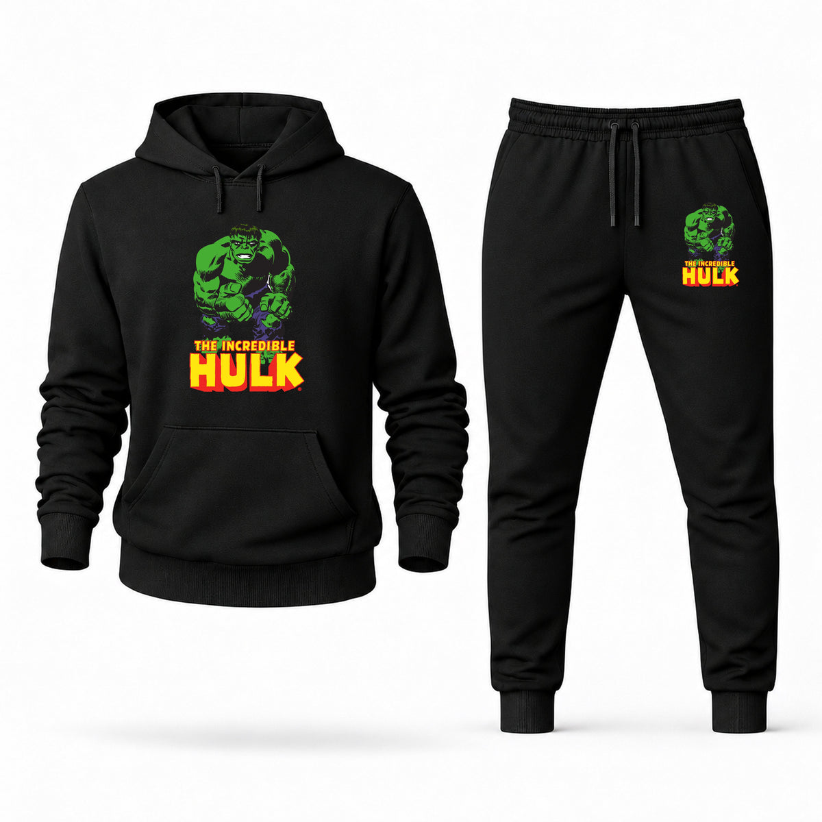 Men's Hulk Hoodie Joggers Set - Black digital placement mockup