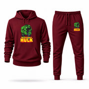 Men's Hulk Hoodie Joggers Set - Burgundy digital placement mockup