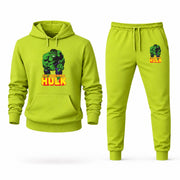 Men's Hulk Hoodie Joggers Set - Lime Green digital placement mockup