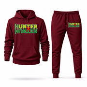 Men's Hunter x Hunter Hoodie Joggers Set - Burgundy digital placement mockup