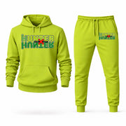 Men's Hunter x Hunter Hoodie Joggers Set - Lime Green digital placement mockup