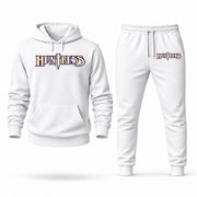 Men's Huntress Hoodie Joggers Set - White digital placement mockup