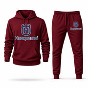 Men's Husqvarna Motorcycles Hoodie Joggers Set - Burgundy digital placement mockup