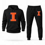 Men's Illinois Hoodie Joggers Set - Black digital placement mockup