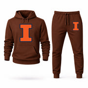 Men's Illinois Hoodie Joggers Set - Brown digital placement mockup