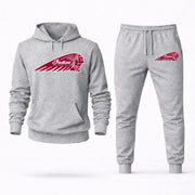 Men's Indian Motorcycle Hoodie Joggers Set - Grey digital placement mockup