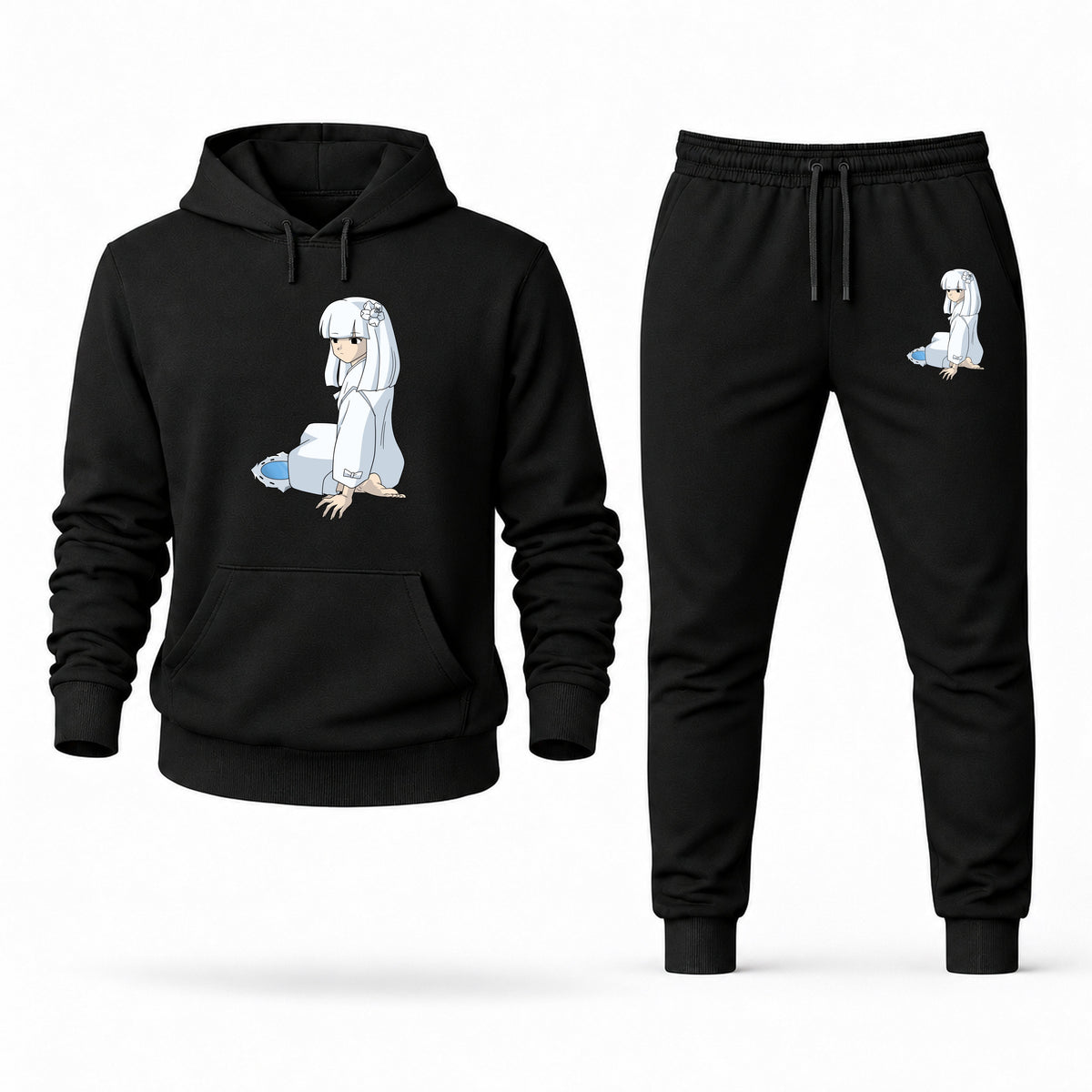 Men's Inuyasha Hoodie Joggers Set - Black digital placement mockup