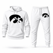 Men's Iowa Hoodie Joggers Set - White digital placement mockup