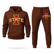 Men's Iowa State Hoodie Joggers Set - Brown digital placement mockup