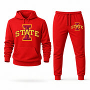 Men's Iowa State Hoodie Joggers Set - Red digital placement mockup
