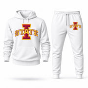 Men's Iowa State Hoodie Joggers Set - White digital placement mockup