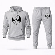 Men's Iron Fist Hoodie Joggers Set - Grey digital placement mockup