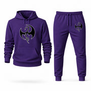 Men's Iron Fist Hoodie Joggers Set - Purple digital placement mockup