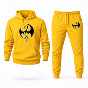 Men's Iron Fist Hoodie Joggers Set - Yellow digital placement mockup