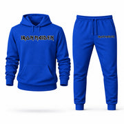 Men's Iron Maiden Hoodie Joggers Set - Blue digital placement mockup