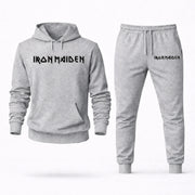 Men's Iron Maiden Hoodie Joggers Set - Grey digital placement mockup