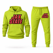 Men's Jacksonville State Hoodie Joggers Set - Lime Green digital placement mockup