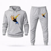 Men's Johnny Bravo Hoodie Joggers Set - Grey digital placement mockup