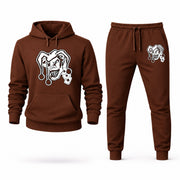 Men's Joker Hoodie Joggers Set - Brown digital placement mockup