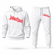 Men's Judas Priest Hoodie Joggers Set - White digital placement mockup