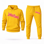 Men's Judas Priest Hoodie Joggers Set - Yellow digital placement mockup