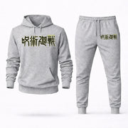 Men's Jujutsu Kaisen Hoodie Joggers Set - Grey digital placement mockup