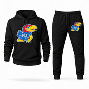 Men's Kansas Hoodie Joggers Set - Black digital placement mockup