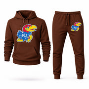 Men's Kansas Hoodie Joggers Set - Brown digital placement mockup