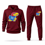 Men's Kansas Hoodie Joggers Set - Burgundy digital placement mockup
