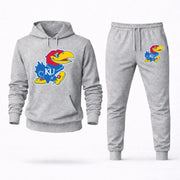 Men's Kansas Hoodie Joggers Set - Grey digital placement mockup