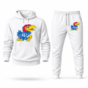 Men's Kansas Hoodie Joggers Set - White digital placement mockup