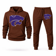 Men's Kansas State Hoodie Joggers Set - Brown digital placement mockup