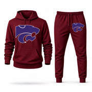 Men's Kansas State Hoodie Joggers Set - Burgundy digital placement mockup
