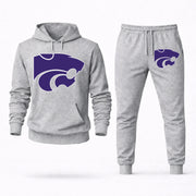 Men's Kansas State Hoodie Joggers Set - Grey digital placement mockup