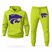 Men's Kansas State Hoodie Joggers Set - Lime Green digital placement mockup