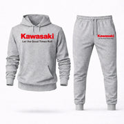 Men's Kawasaki Motors Hoodie Joggers Set - Grey digital placement mockup