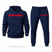 Men's Kawasaki Motors Hoodie Joggers Set - Navy digital placement mockup