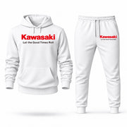 Men's Kawasaki Motors Hoodie Joggers Set - White digital placement mockup